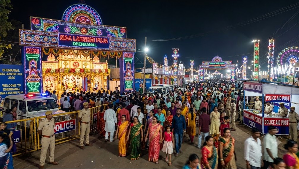 Dhenkanal Glows as Maa Lakshmi Puja Begins at 41 Mandaps; 24 Platoons of Police Deployed